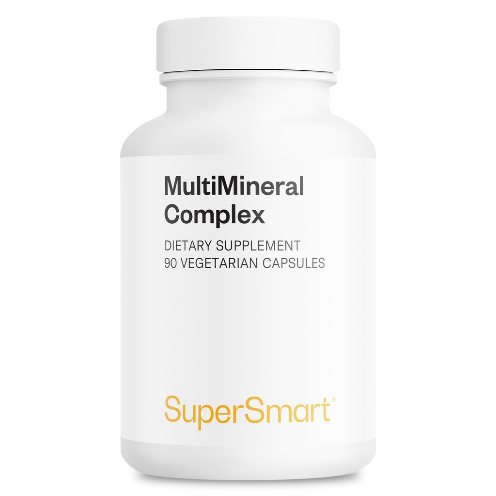 SuperSmart - Multiminerální komplex dodatek (Full Spectrum) - s hořčík, zinek, boron, vápník, chrom, selen, jód, draslík 124; non-GMO & gluten zdarma - 90 Vegetariánské kapsle