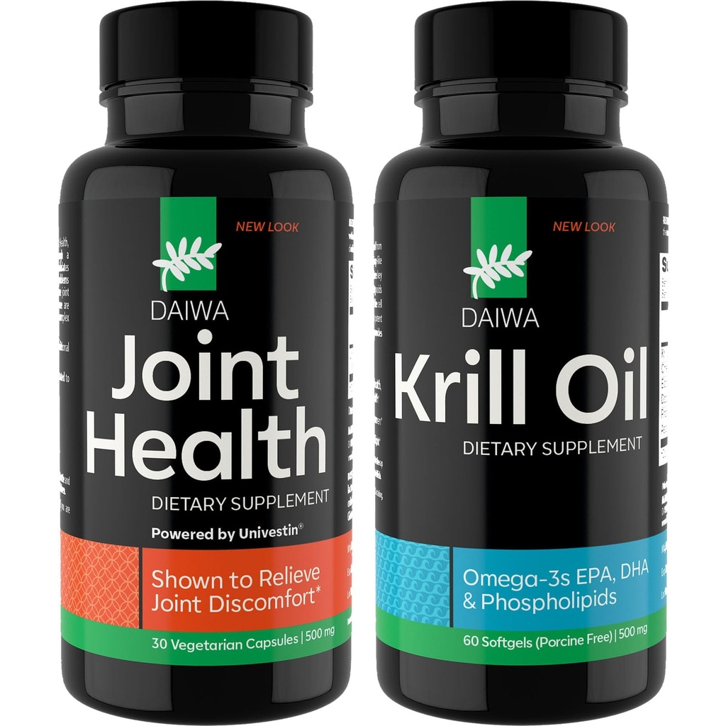 Daiwa Joint a Krill Oil Supplement Pack - Omega 3 Krill Oil Kapsle s bylinnou mísenou, 2-in-1 Formule