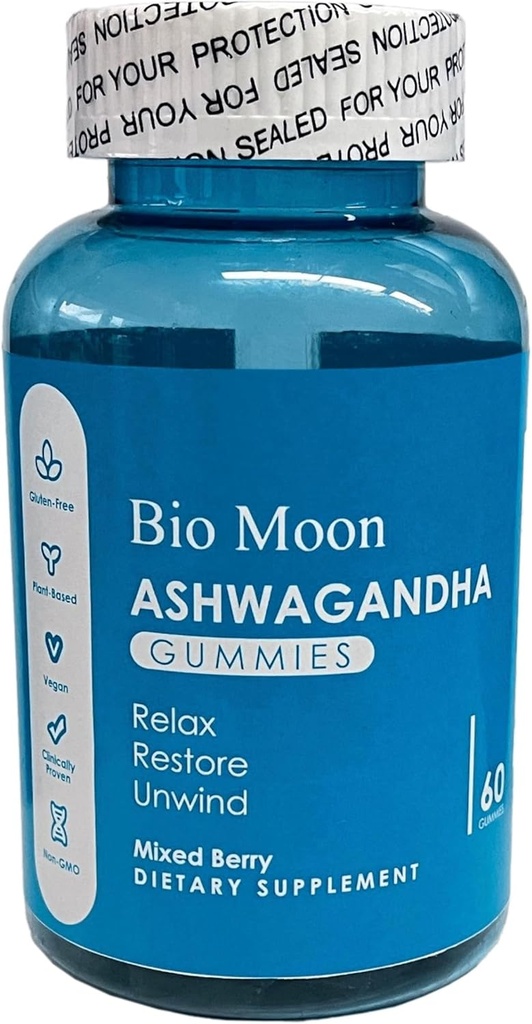 Ashwagandha Gummies & Vitamin D3 Gummies Organic Ashwagandha Dodatek pro zlepšení spánku, Stress Relief & Mood klid pro muže a ženy 60 Počet (Non- GMO, želatina zdarma & gluten zdarma)