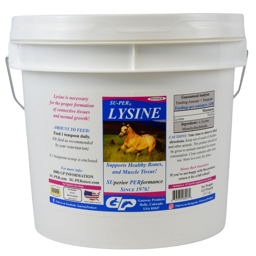 SU-PER Lysinový dodatek pro koně - Podporuje zdravé kosti a svalnaté tkáně - Equine Essential Amino Acid - 12.5 Pound, 47 Month Supply