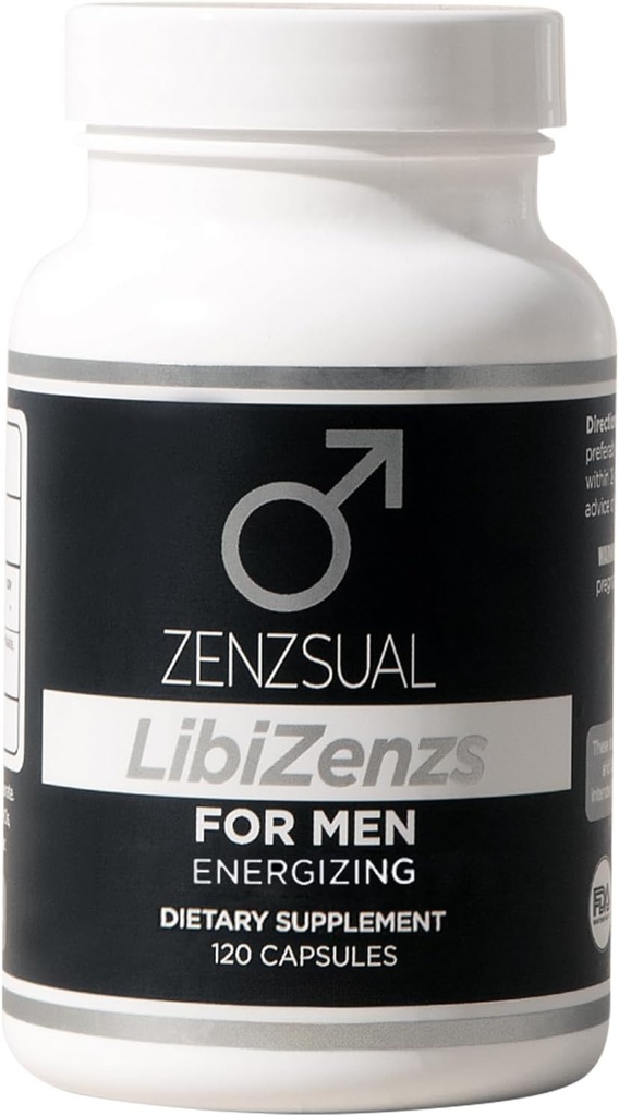 ZENZSUAL LibiZenzs Muži - Přírodní doplněk stravy Směs s ženšen, Maca Root, Ashwagandha - Zvýšení hladiny testosteronu - gluten zdarma (120 Kapsle)