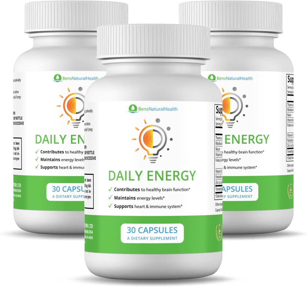 Ben je přírodní zdraví Daily Energy B-Vitamin Komplex s TMG a zinku pro přírodní energii, Stres, Focus & Imunitní Podpora, 30 Kapsle, 3 Pack
