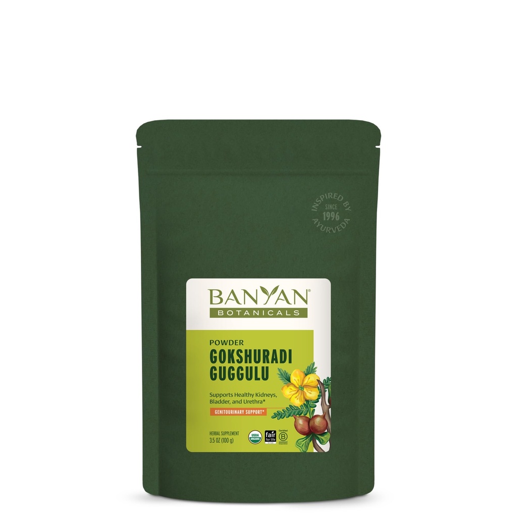 Banyan Botanicals Gokshuradi Guggulu Powder - Organic Ayurvedic Supplement with Guggulu & Gokshura - for Health Urinary Tract and Ledney Support * - 3.5 oz - Non- GMO Udržitelně Sourced Vegan