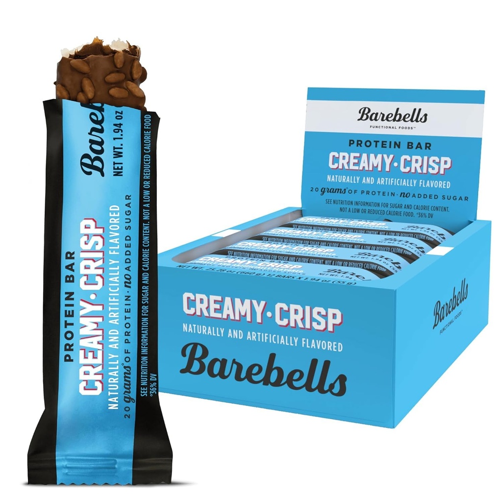 Barebells Protein Bars Creamy Crisp - 12 hrabě, 20g High Protein Treats - Chocolate Nutrition Bar s 1g Total Sugars - On-The-Be- Snídaně nebo Post- Workout Snack
