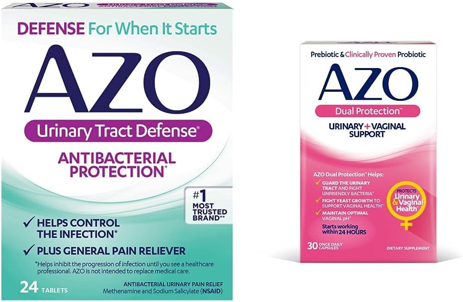 AZO močová trakt obrany antibakteriální ochrana, pomáhá kontrolovat UTI, dokud můžete vidět doktor 24 Count + Dual Protection, Moč + Vaginální podpora *, Prebiotic Plus Probiotic, 30 Počet