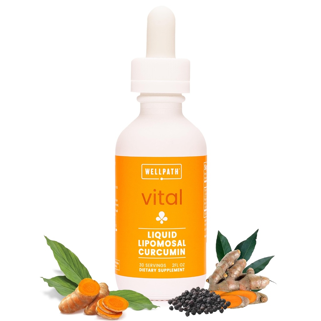 WellPath Liposomální kurkumin dodatek 124; kapalné turmerické kapky s černým pepřem extrakt 124; Enhanced Absorpční 124; Non- GMO, Vegan, 2 oz