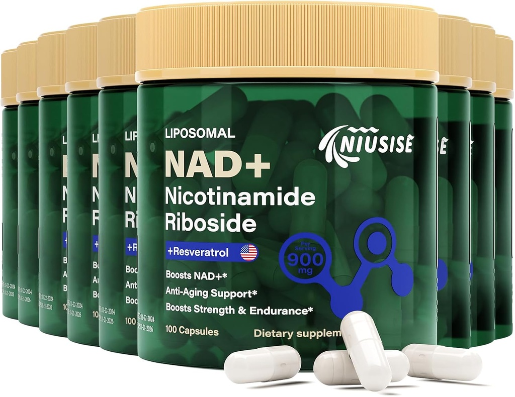 NAD dodatek, NAD Nikotinamid Ribosid 900 Mg pro muže a ženy, Lipozomální NAD + Příplatek s Nicotinamid Riboside, Resveratrol & Quercetin, Energie, Zvýšení NAD +, 900 Kapsle