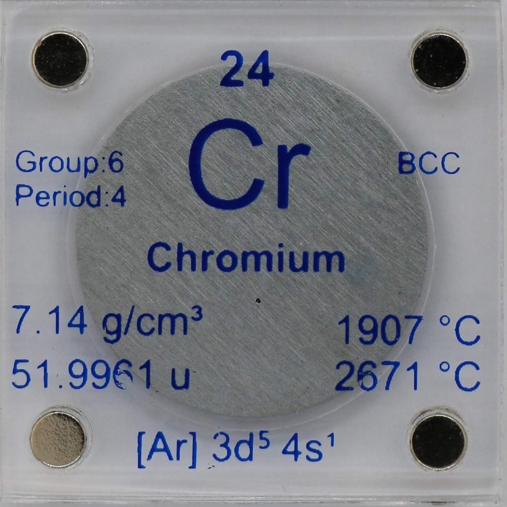 Chrom (Cr) 24.26mm kovový disk s akrylovým pouzdrem pro sběr nebo experimenty