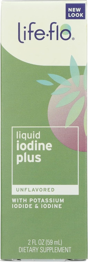 Life Flo Neochucený tekutý jód Plus s jódem a jodidem draselným, organické, 2 Ounce (balení po 1)
