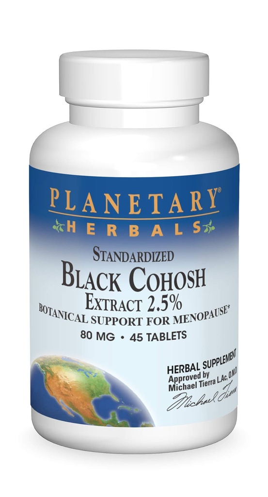 Planetární Herbals Standardizovaný Black Cohosh Extract 2.5 Tablety, 45 Počet