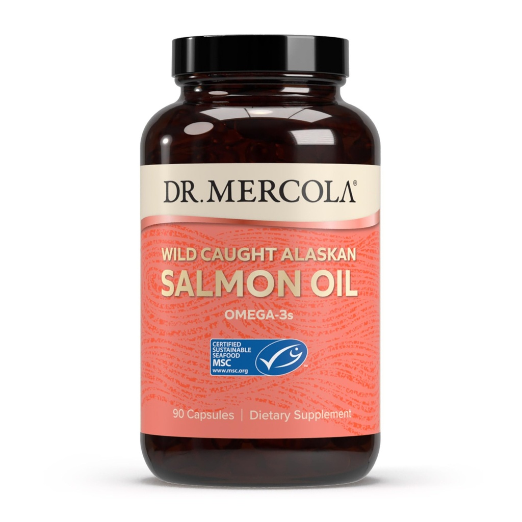 Dr. Mercola Wild Chycený Aljašský losos Oil, 30 Služebnictví (90 Kapsle), Omega-3s, Dietní dodatek, Podporuje zdravé mozku a kognitivní funkce, Non- GMO, MSC Certified