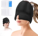 Migréna Ledová hlava Pack - Bolest hlavy Relief Cap s studenou kompresí, Chlazení Gel Cap pro Sinus Relief, Obličejová studená kompresní hlava Kryt pro napětí, stres a kocovinu Relief (Black)
