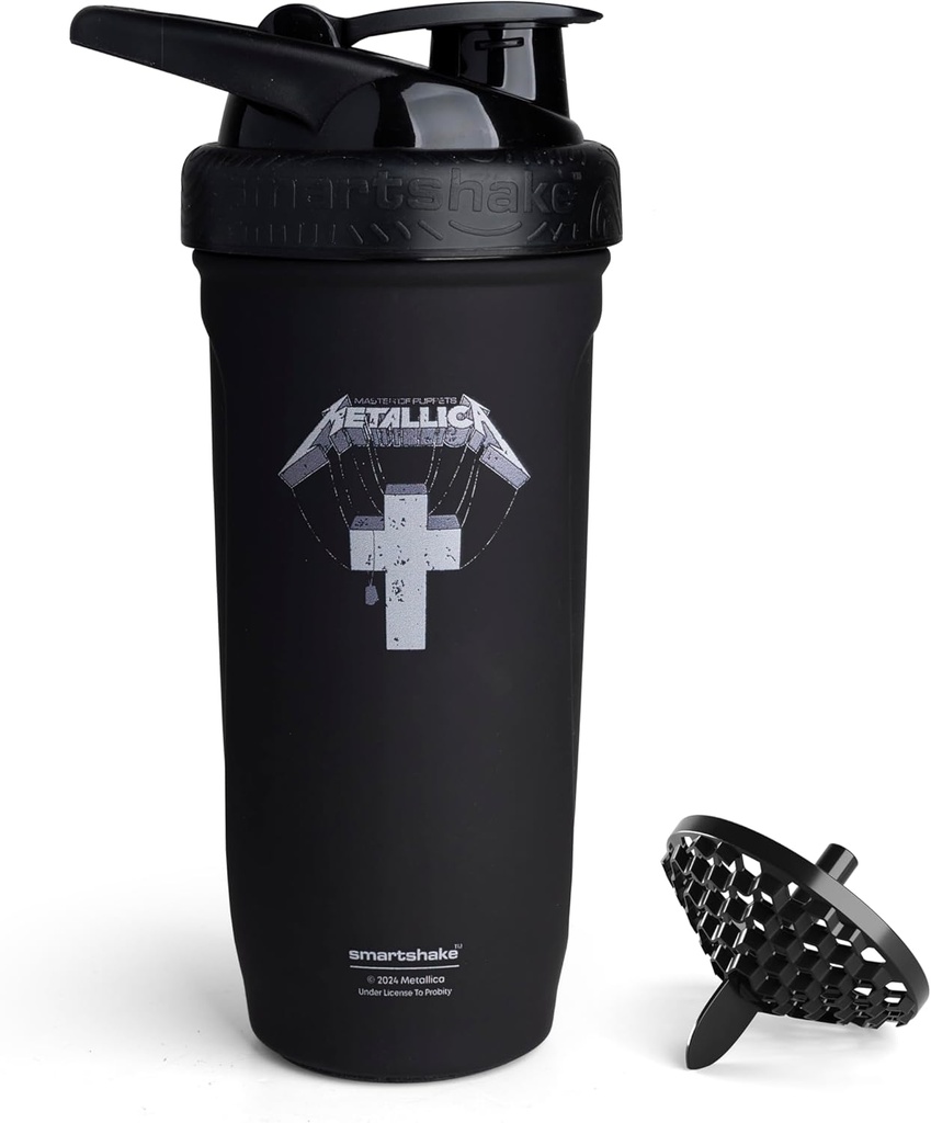 Smartshake Rockband Reforce Stainless Steel Shaker Lahvička 900 ml LAHVIČKA 124; 30 oz - Leakproof Screw-on Lid - BPA Free - Unisex - Metallica, Master of Puppets Logo on Lahvička