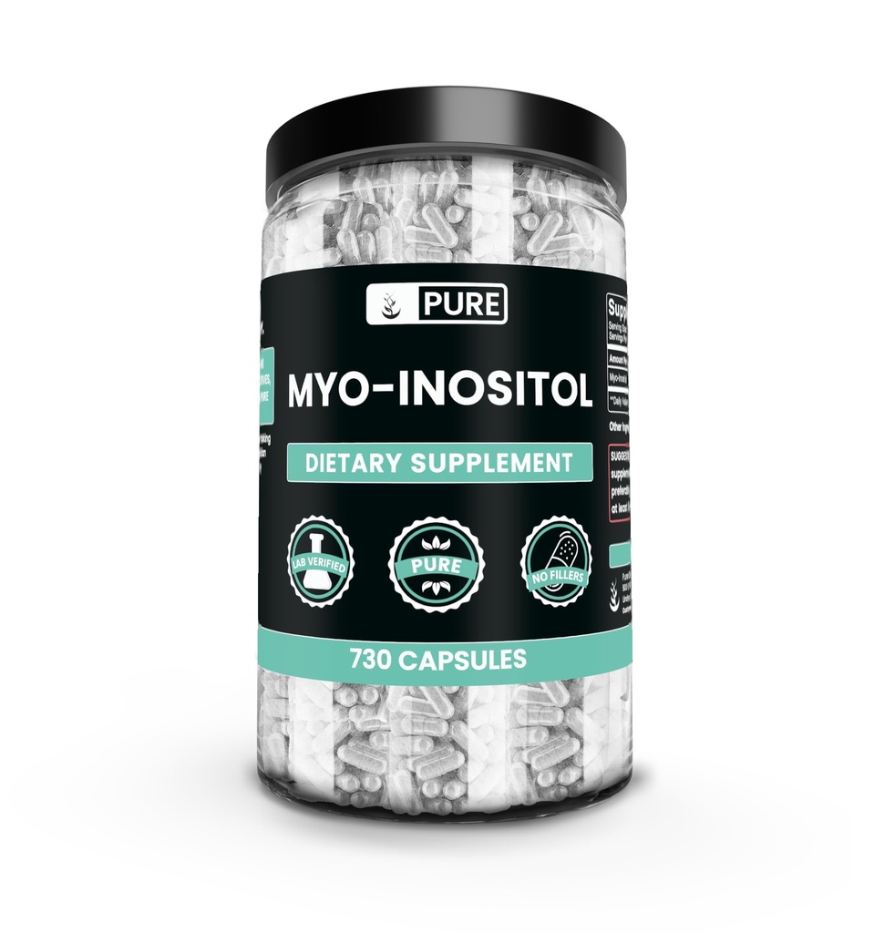 Čisté původní ingredience Myo- Inositol (730 kapslí) Ne hořčík nebo rýžové plnidla, Vždy čisté, Laboratorní ověřené