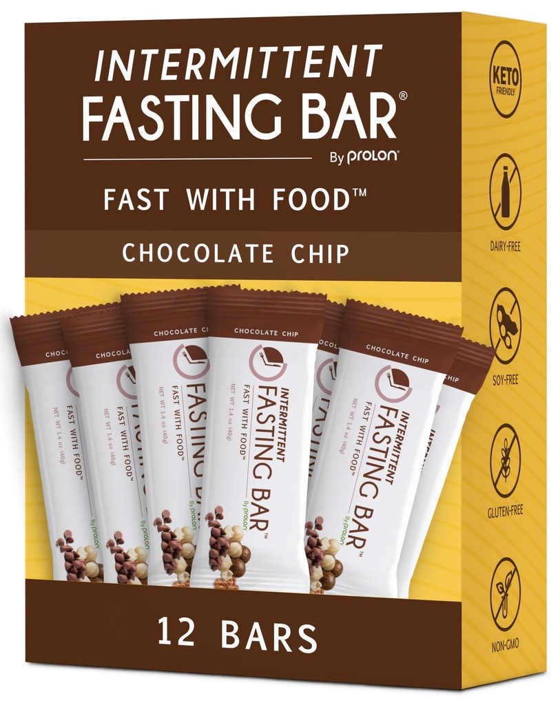 Prolon Fasting Bary CLAS124; 5g Protein, 7g Fiber CLAS124; Keto- Friendly, Gluten- Free, Dairy- Free, Plant- Based CLAS124; Nutrition for Intermittent Fasting CLAS124; Completed to Not Break Your Fast CLAS124; Chocolate Chip (12 Count)