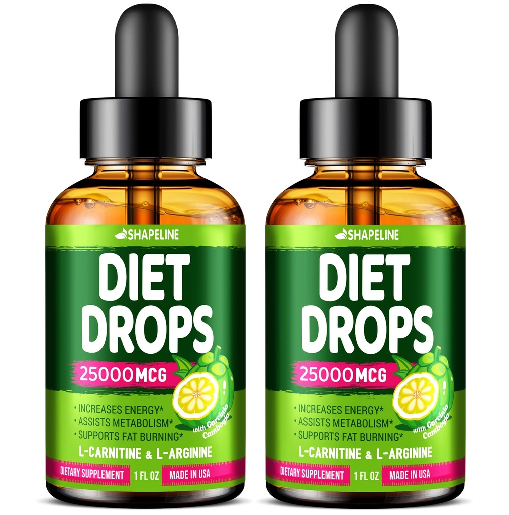 (Balení po 2) Dietní kapky - Made in USA - Appetite Conpressant for Women & Men - Natural Metabolism Booster - Dietní kapky s Garcinia Cambogia, L- Arginin & L- Glutamin 1 Fl Oz