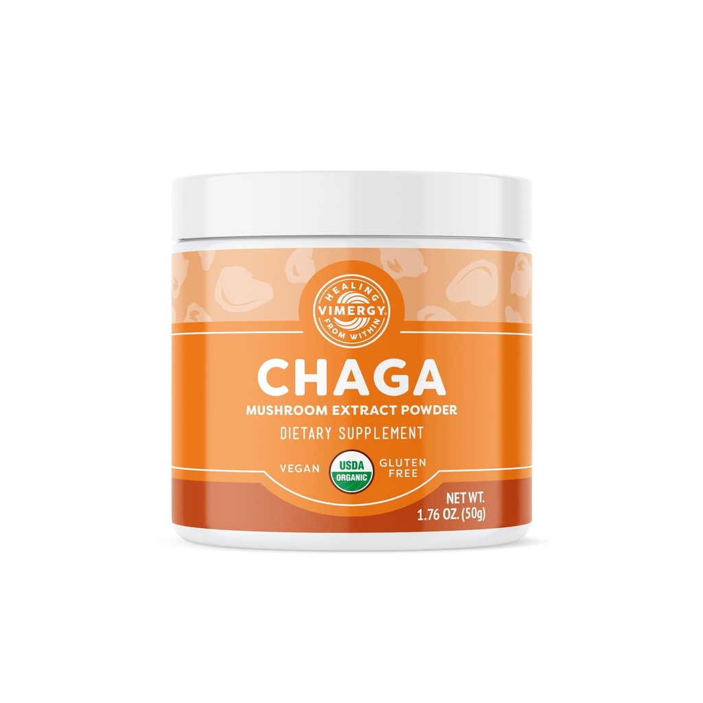 Viméries Chaga Powder - Superfood Cellular Support * - Výhody kardiovaskulárního zdraví * - USDA Certified Organic, Vegan, gluten- Free - 33 Služeb