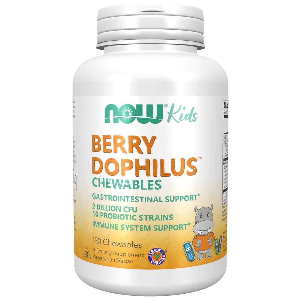 Nyní Foods doplňky, BerryDophilus ™ s 2 biliony, 10 Probiotických proužky, Xylitol Sweeced, Stuin ověřený, 120 Žvýkací, balení se může lišit