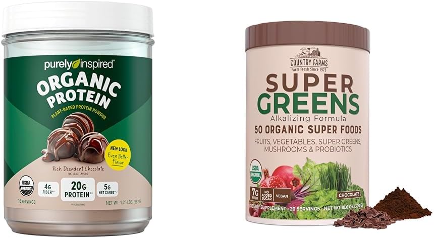 Čistě inspirovaný organický protein prášek a země farmy Super Zelené Drink Mix Bundle (16 + 20 Servings)