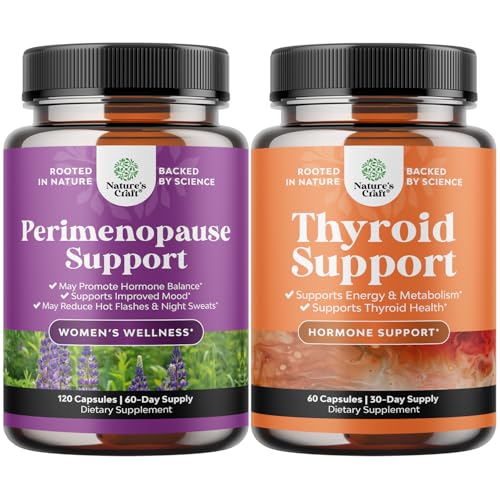 Bundle of Perimenopause Dodatek s Maca Root Vitex Berry & Black Cohosh pro horké záblesky noci potí Hormon Balance & Mood a štítné žlázy Podpora s L Tyrosin Bladderwrack Selen & Ashwagandha