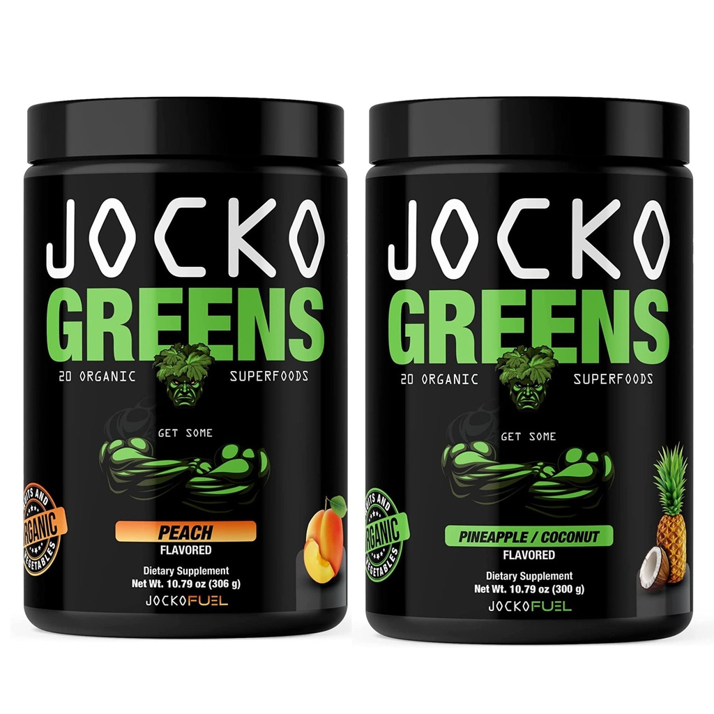 Jocko Fuel Green Powder Bundle - Zelená & Superfood Powder for Health Green Juice - Keto Friendly with Spirulina, Chlorella, Digestive Enzymes, & Probiotika - 60 Služeb