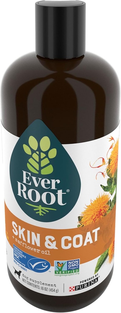 EverRoot Dog Psí Psí péče o pleť Doplňky od Purina, Kůže a Kabát pro psy olej se světlicí olej - 16 oz. Láhev