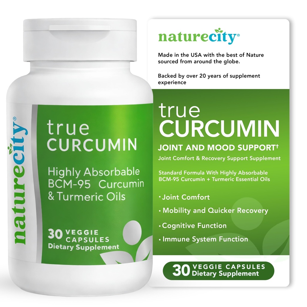 NatureCity True- Curcumin Turmeric dodatek 124; Non- GMO tumerický a Curcumin 500mg Curcuma Kapsle Vitamin doplňky 124; až 700% zvýšení v Absorpce (30 Day Supply) 124; Podporuje spojky