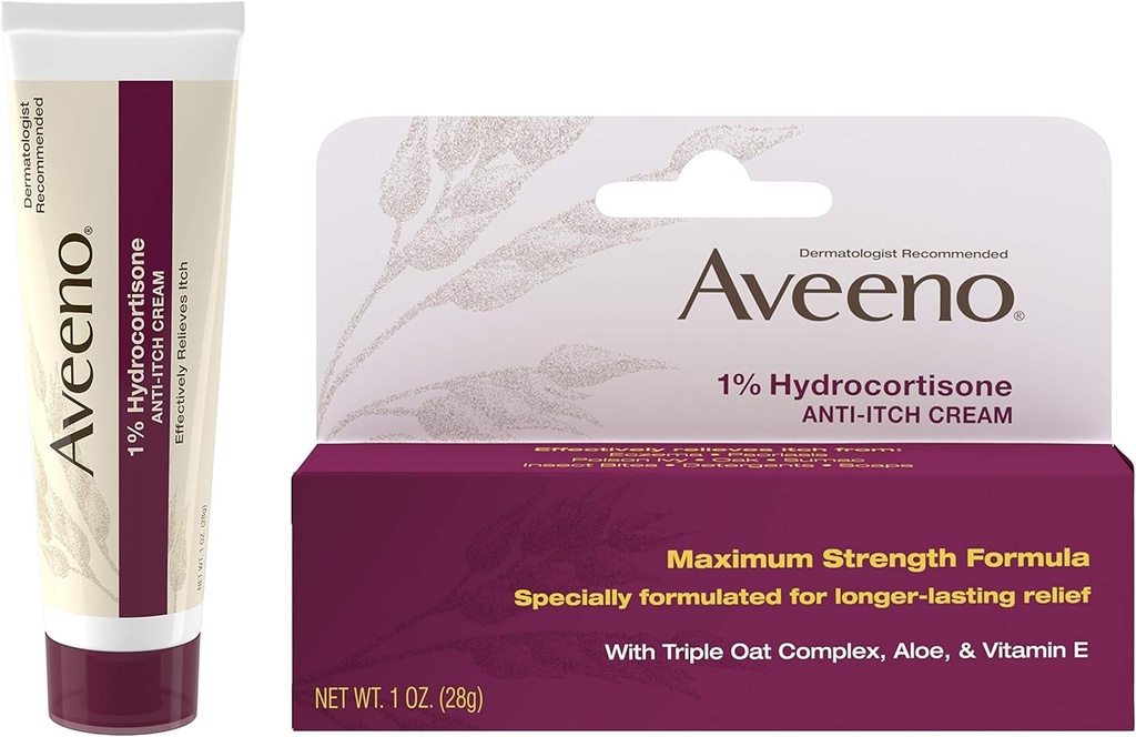 Aveeno 1% Hydrokortizon Anti Itch Cream, Maximální síla