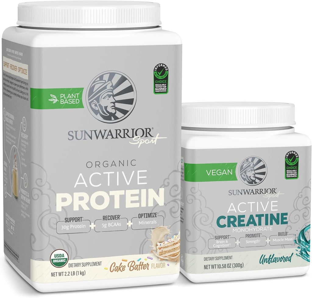 Sunwarrior Vegan Protein Powder USDA Organic Cake 124; 20 Servings Cake Batter Ochucené & Creatine Monohydrát Powder 124; 60 Servings Unflaured