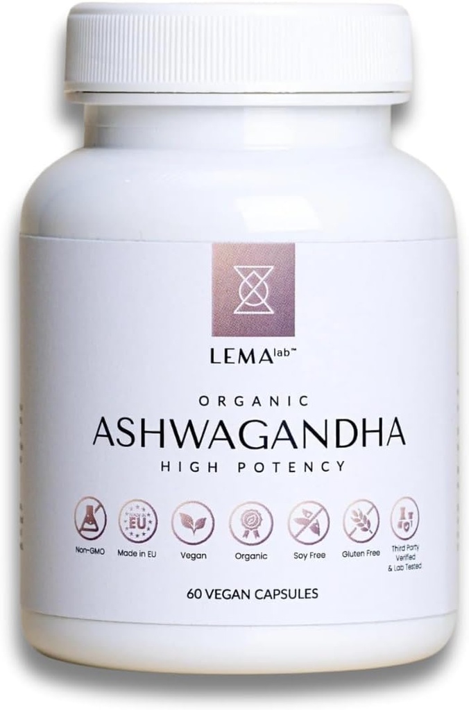 LEMAlab Organic Ashwagandha, 60 Vegan Kapsle pro celkové Wellness