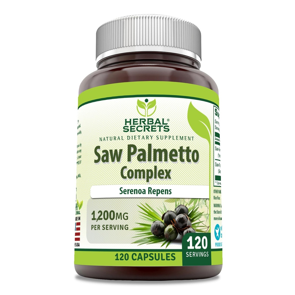 Bylinné tajemství Saw Palmetto Complex dodatek 124; 1200 Mg CLANE124; 120 Kapsle 124; Non- GMO CLANE124; Gluten zdarma CLANE124; Made in USA