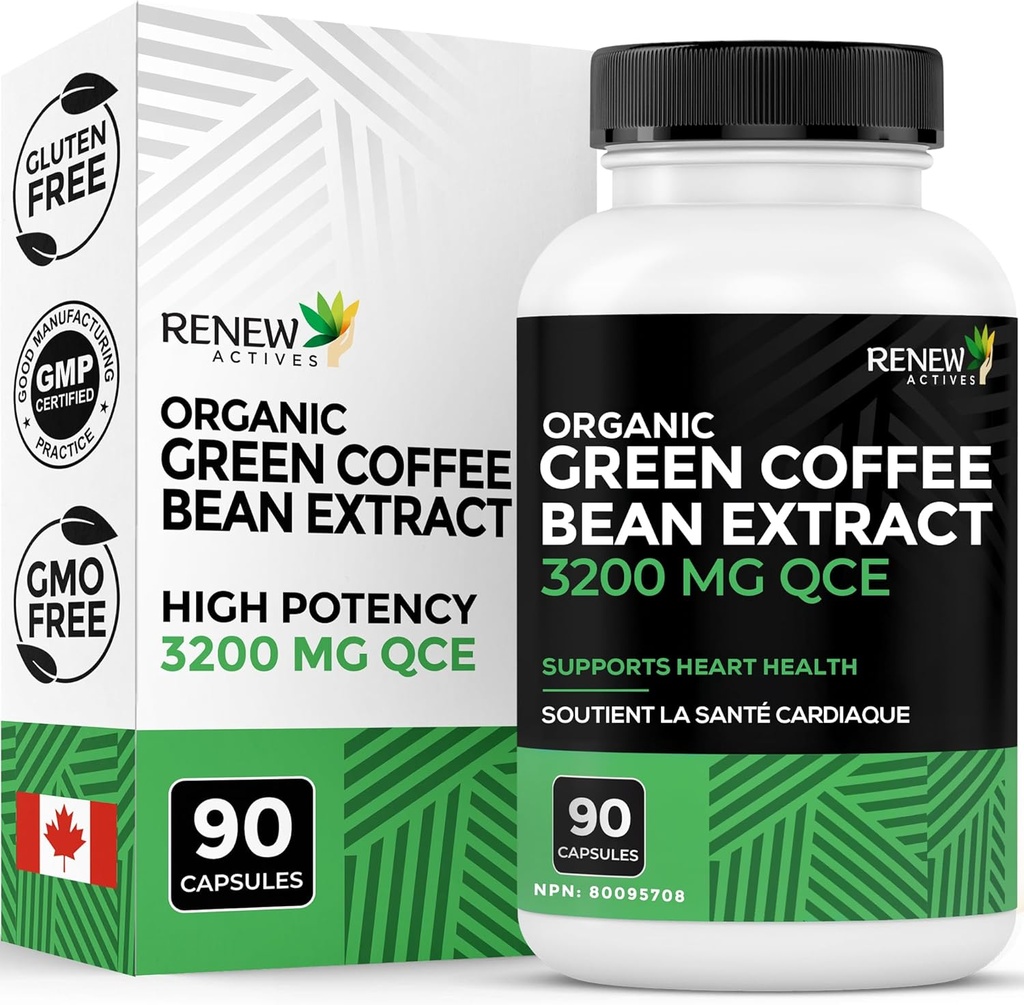 Reew Actives High Potency Green Coffee Bean Extract - 800mg na porci Green Coffee Bean Extract s 50% chlorogenovou kyselinou pro antioxidační účinky - Made in Canada - 90 Veganské kapsle
