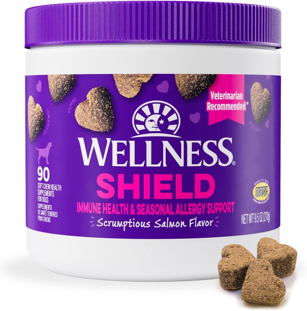 Wellness losos Ochucené měkké Chew imunitní & alergie doplňky pro psy, 90 Počet