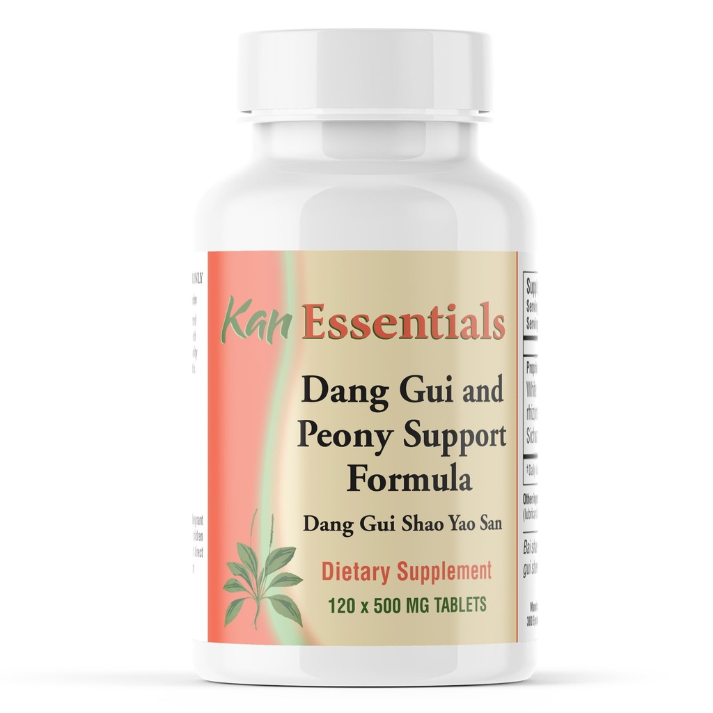 Kan Herb Essentials Dang Gui a Peony Support - Tradiční čínské Bylinné míchání pro psy a kočky na podporu zdraví pokožky, Digestion, Mood, a Fluid Balance, Bylinný dodatek pro domácí zvířata, 120 Tablety