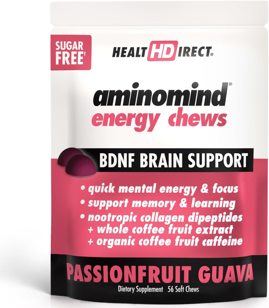 ZDRAVÍ PŘÍMÝ - AminoMind Energy Chews - Passionfruit Guava - 56 Chews - Optimální kognitivní funkce