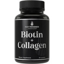 Biotin a kolagen dodatek - 10,000mcg Biotin + Bovine Collagen pro hubnutí a křehké vlasy. Pokročilý 2in-1 vitaminový komplex. Podporuje silnější, zdravější růst vlasů pro ženy, muži