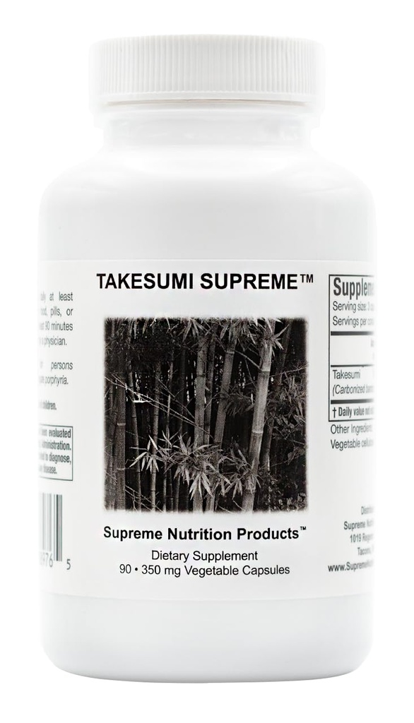 Nejvyšší výživa Takesumi Nejvyšší, 90 Čisté Aktivované Bamboo Charcoal Vegetariánské kapsle