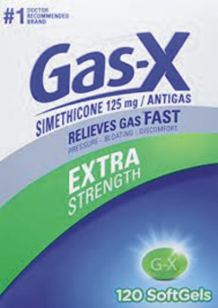 Gas- X Extra 125mg Silné plynové úlevy Simethicone 120 Softgels
