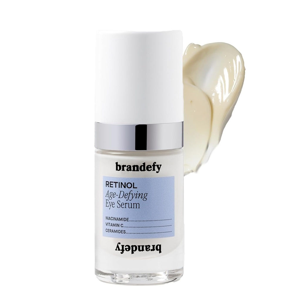Brandess Retinol + Niacinamid Anti- Aging Eye Serum - Under Eye Cream for Dark Circles and Wrinkles - Peptide, Caffeine, Vitamin C E Eye Cream - Made in The USA (O.5 Oz)