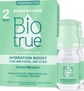 Biotrue Hydration Boost, Preservative- Volný oční kapky pro suché oči, Okamžitě hydratuje, Rehydries, Kontaktní čočky Friendly, Obnovit a zmírnit podráždění očí, 0.33 FL Oz (Balení po 2)