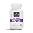 365 Everyday Value, B Complex Hi Potency w / Bylinná podpora, 60 ct