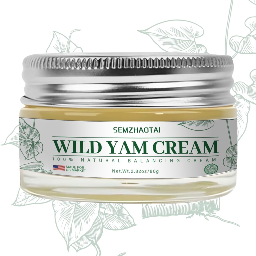 Organic Wild Yam Cream - Hormon Balance & Menopauza Relief, Podporuje Hot Flashes & Night Sweats, 2.82 oz - Určeno pro americký trh SEMZHAOTAI