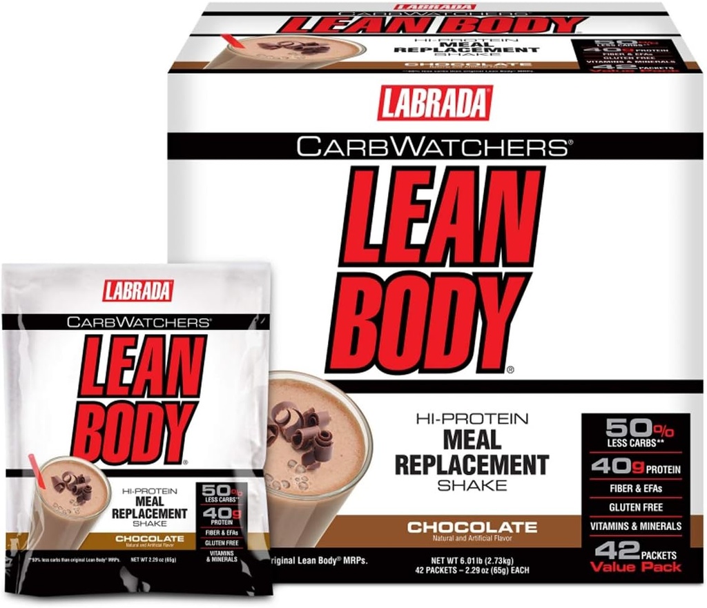 Labrada Carb Watchers Lean Body Hi- Protein Meal Replacement Shake, Chocolate Ice Cream, 2.29 Ounce (Balení 42)