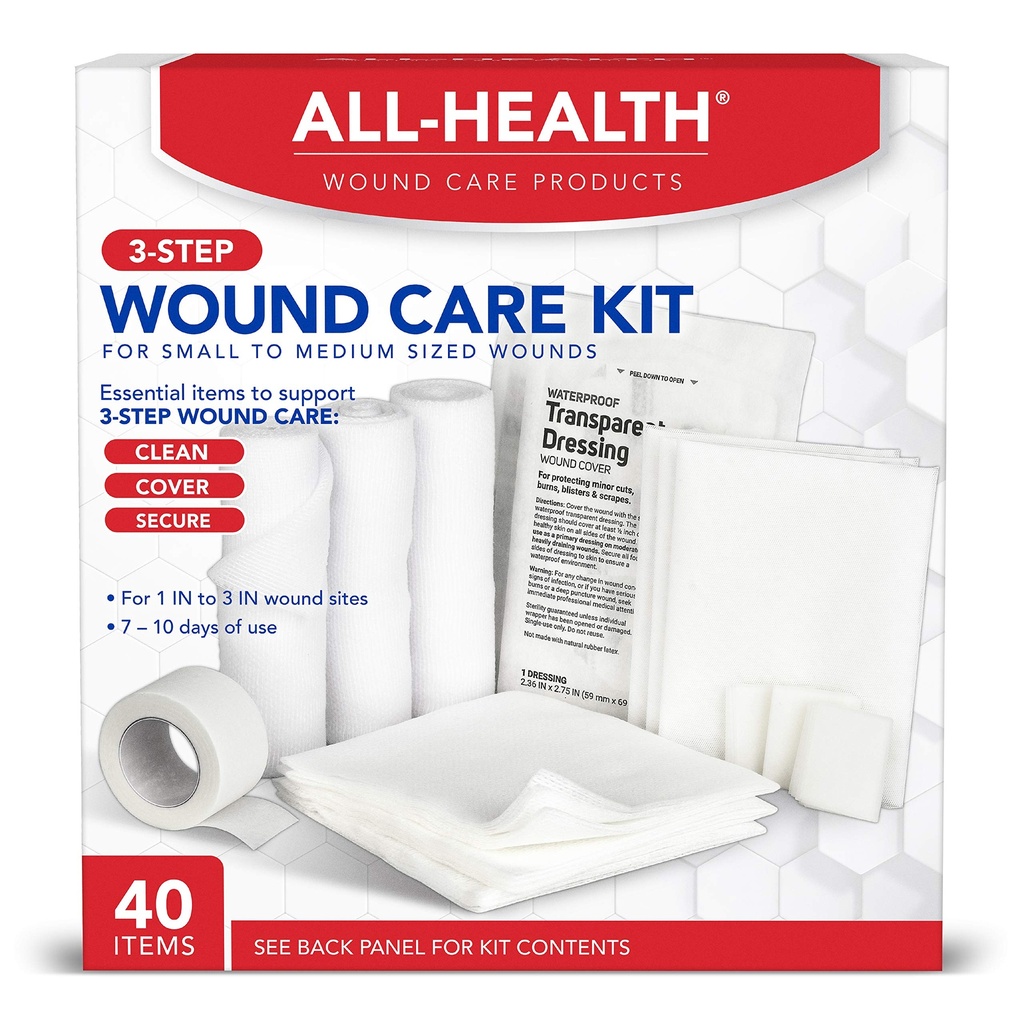 Všechny zdravotní Wound Care Kit & First Aid Supplies, 40 Kousek 124; pro malé až střední zranění, profesionální použití pro auto, domov, kempování, turistika a další
