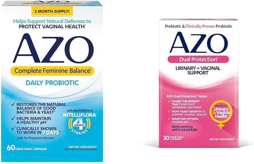 AZO Kompletní femininní rovnováha Denní Probiotika pro ženy, Klinicky osvědčené pomoci chránit vaginální zdraví & Dual Protection CLAS124; Močová + Vaginální podpora * PRES124; Prebiotic Plus Klinicky