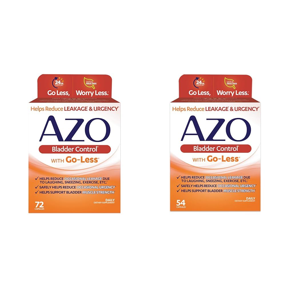 AZO ovládání močového měchýře s Go- Méně pro urgentní a Leakage Relief 124; 72 & 54 Kapsle