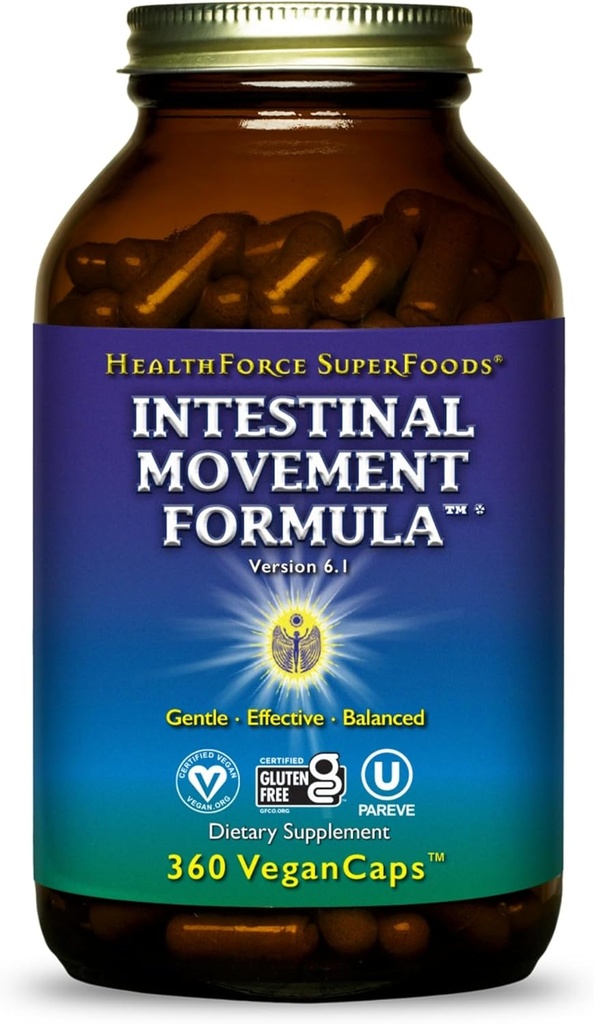 HealthForce SuperFoods Intestinal Movement Formule - Přírodní laxativní podporuje Bowel Regularita - All- Natural Digestion Dodatek k podpoře zácpy - Gluten- Free & Vegan - 360 Caps