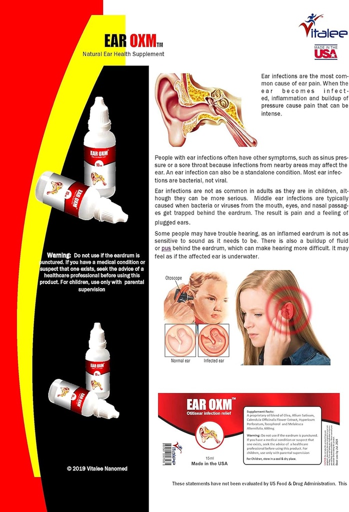 Ušní OXM - Přírodní ušní řasy a infekční kapky (1 lahvička, 15 ml)