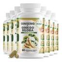 GreeNatr Ginko Biloba & Panax Ginseng Supplement - Červený Ginseng Brain Supplement for Memory and Focus - Ginkgo Biloba doplňky pro dobrou vizi, imunitní systém a lepší krevní tok - 12 lahví