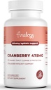 Cranberry Pills 475mg, 60 Vegan Kapsle pro Močový Trakt Zdraví a močová měchýř Podpora, Koncentrovaný Cranberry Powder, Non- GMO, Sugar- Free Cranberry Dodatek, 2- Měsíční Dodávka